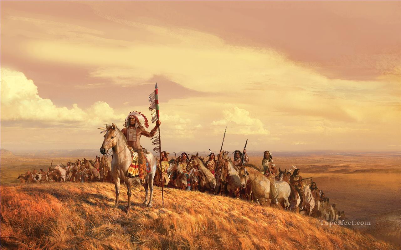 tribu nativa del oeste de américa Pintura al óleo